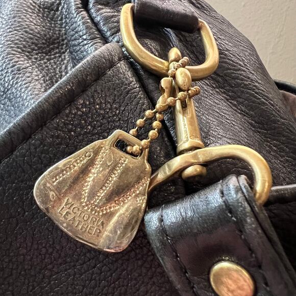 Victoria Leather Co Shoulder Bag Large Black Pebbled Leather Droplet Crossbody - Picture 8 of 15